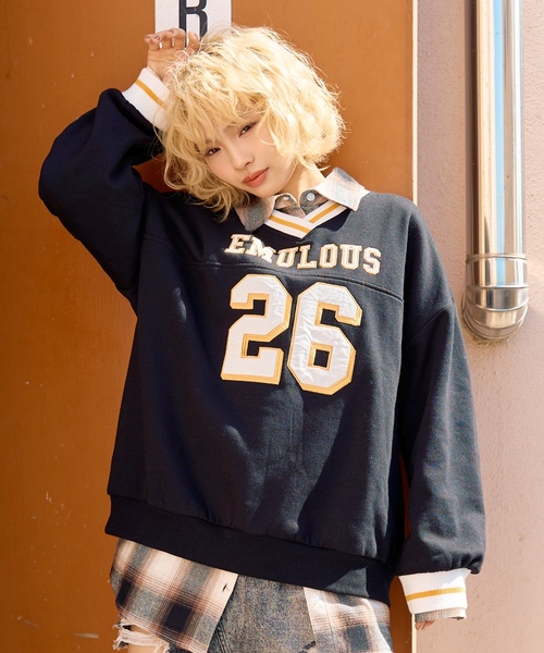 セール】【LTXC】【綿100％】裏起毛ナンバールーズスウェット