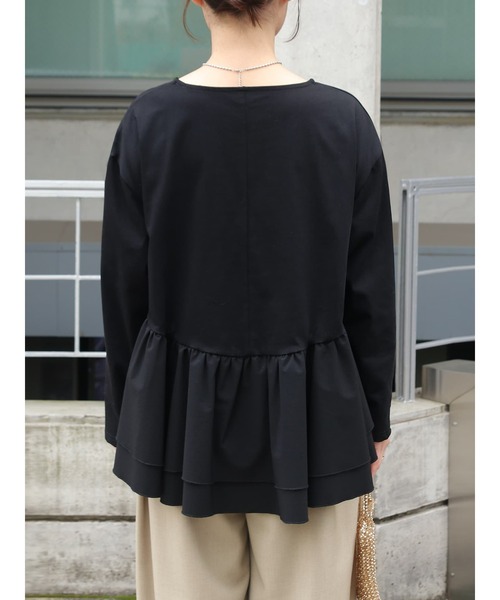 Brown&Street(ブラウンアンドストリート)の「アングルラインぺプラムトップス(Tシャツ/カットソー・レディース・ブラック/オフホワイト・FREE)」の17枚目の写真