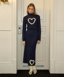 SALON DE YOHN（サロンドヨーン）の「Heart Point Knit Skirt_ Navy（スカート）」