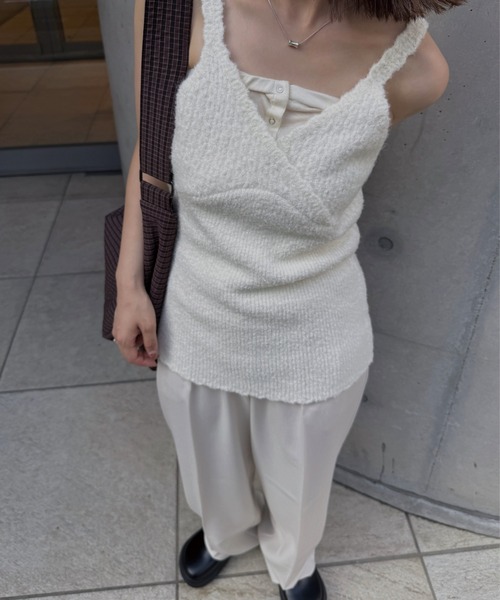 nananamoe(ナナナモエ)の「scallop cache-coeur knit cami(ニット/セーター・レディース・グレー/アイボリー/ベージュ系その他・FREE)」の7枚目の写真
