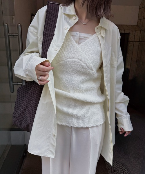nananamoe(ナナナモエ)の「scallop cache-coeur knit cami(ニット/セーター・レディース・グレー/アイボリー/ベージュ系その他・FREE)」の9枚目の写真