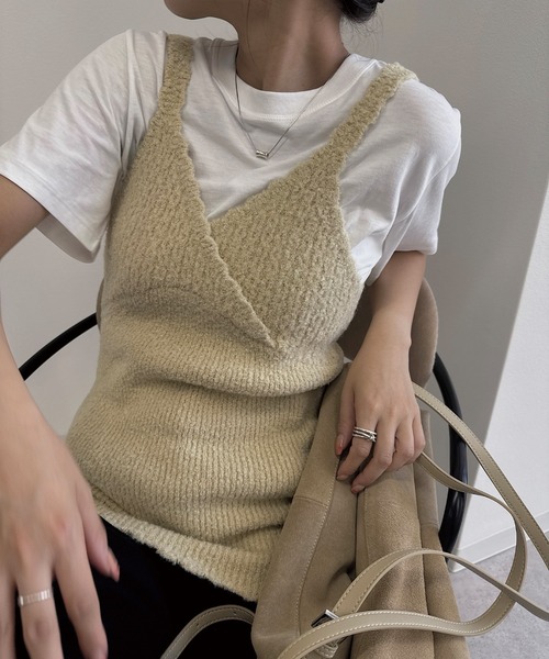nananamoe(ナナナモエ)の「scallop cache-coeur knit cami(ニット/セーター・レディース・グレー/アイボリー/ベージュ系その他・FREE)」の12枚目の写真