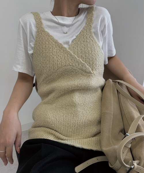 nananamoe(ナナナモエ)の「scallop cache-coeur knit cami(ニット/セーター・レディース・グレー/アイボリー/ベージュ系その他・FREE)」の13枚目の写真