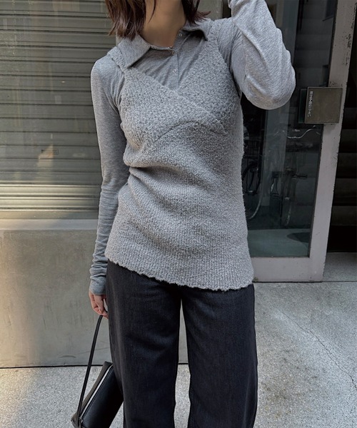 nananamoe(ナナナモエ)の「scallop cache-coeur knit cami(ニット/セーター・レディース・グレー/アイボリー/ベージュ系その他・FREE)」の19枚目の写真