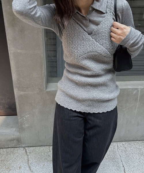 nananamoe(ナナナモエ)の「scallop cache-coeur knit cami(ニット/セーター・レディース・グレー/アイボリー/ベージュ系その他・FREE)」の21枚目の写真