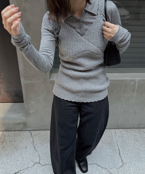 nananamoe(ナナナモエ)の「scallop cache-coeur knit cami(ニット/セーター・レディース・グレー/アイボリー/ベージュ系その他・FREE)」の22枚目の写真