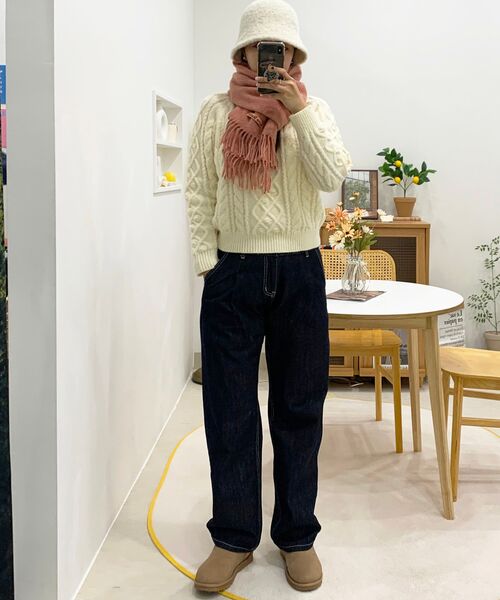 CHAMBROS（チャンブロス）の「ノンフェイドワイドデニムパンツ[ディープブルーインディゴ]（デニムパンツ・レディース・その他・SMALL/MEDIUM/LARGE/X-LARGE/XX-LARGE）」の2枚目の写真