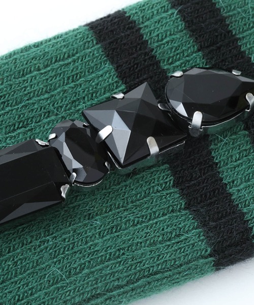 FAKUI(ファクイ)の「LINED BIJOUX SOCKS / ラインビジューソックス(ソックス/靴下・レディース・レッド/グリーン/ブラウン/ブラック・22.0~24.0cm)」の10枚目の写真