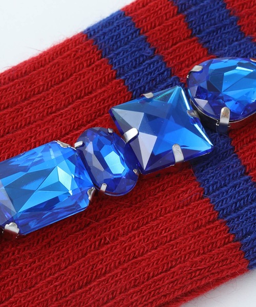 FAKUI(ファクイ)の「LINED BIJOUX SOCKS / ラインビジューソックス(ソックス/靴下・レディース・レッド/グリーン/ブラウン/ブラック・22.0~24.0cm)」の12枚目の写真