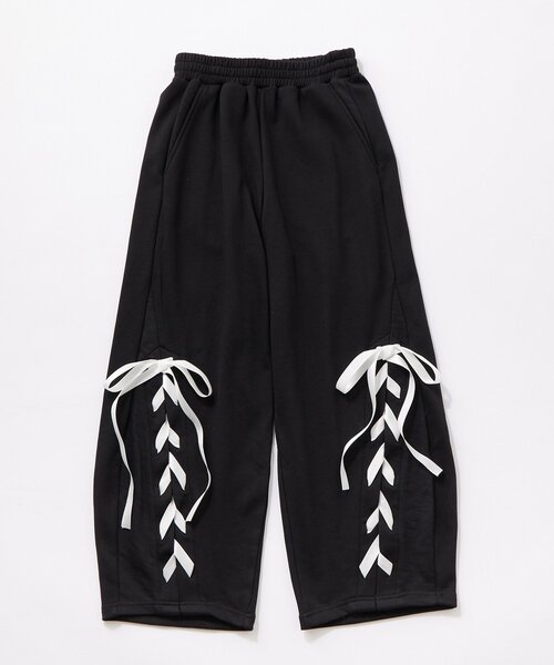 OLIVE des OLIVE(オリーブデオリーブ)の「レースアップバレルレッグパンツ(スウェットパンツ・レディース・ピンク/トップグレー/ブラック/ミント・FREE)」の18枚目の写真