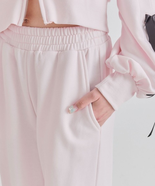 OLIVE des OLIVE(オリーブデオリーブ)の「レースアップバレルレッグパンツ(スウェットパンツ・レディース・ピンク/トップグレー/ブラック/ミント・FREE)」の9枚目の写真