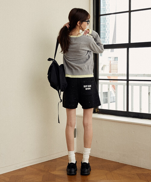 MARY QUANT × PUBLUX/マリークワント スパンコール ニット ショート