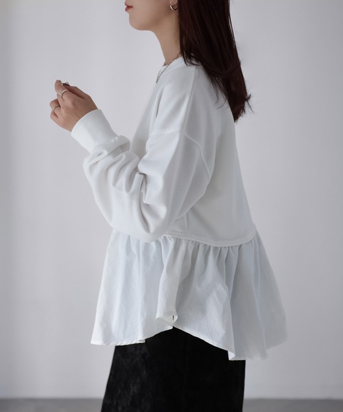 Riberry（リベリー）の「裏毛ペプラム異素材ドッキングスウェット（スウェット・レディース・オフホワイト/チャコールグレー/杢グレー・FREE）」の16枚目の写真