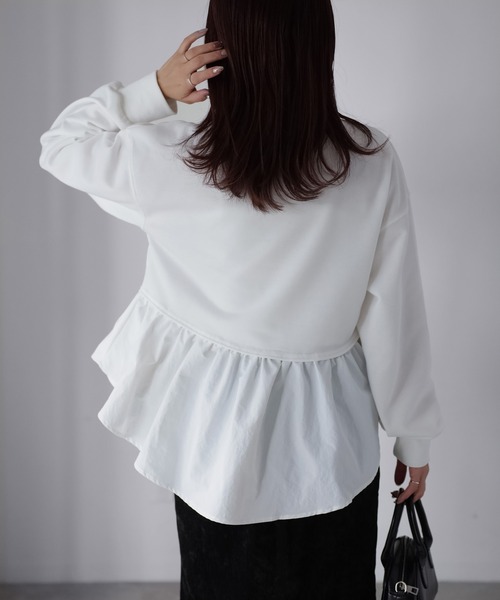 Riberry（リベリー）の「裏毛ペプラム異素材ドッキングスウェット（スウェット・レディース・オフホワイト/チャコールグレー/杢グレー・FREE）」の17枚目の写真