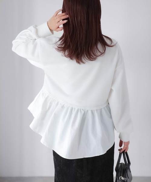 Riberry（リベリー）の「裏毛ペプラム異素材ドッキングスウェット（スウェット・レディース・オフホワイト/チャコールグレー/杢グレー・FREE）」の15枚目の写真