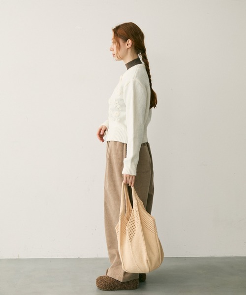 Crisp(クリスプ)の「フラワー刺繍ニットカーディガン(カーディガン/ボレロ・レディース・イエロー/ホワイト・FREE)」の15枚目の写真