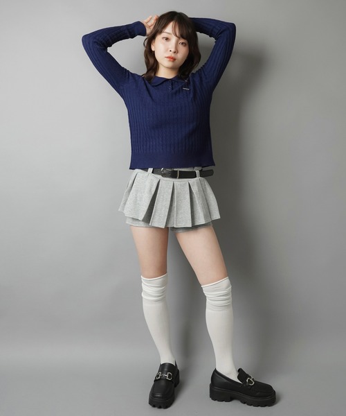 SPINNS（スピンズ）の「きちんと見えなのに気張らない 細ケーブルポロニット（ニット/セーター・レディース・レッド/ネイビー/グレー・ONESIZE）」の17枚目の写真