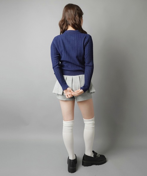 SPINNS（スピンズ）の「きちんと見えなのに気張らない 細ケーブルポロニット（ニット/セーター・レディース・レッド/ネイビー/グレー・ONESIZE）」の19枚目の写真