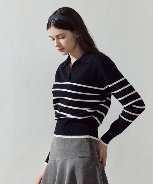 LORDLOAR(ロードロアル)の「シグニチャーストライプカラー長袖ニットNAVY(ニット/セーター・レディース・その他・SMALL/MEDIUM/LARGE)」の2枚目の写真