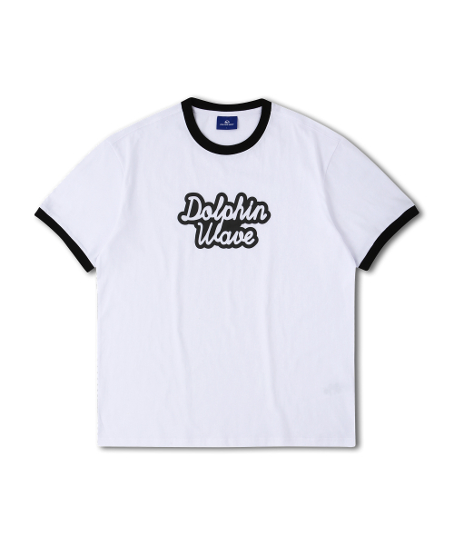 DOLPHIN WAVE APPAREL（ドルフィンウェーブアパレル）の「[2パック]ドルフィン発泡プリントビッグロゴリンガー半袖Tシャツ ブラック+ホワイト（Tシャツ/カットソー・メンズ・その他・MEDIUM/LARGE/X-LARGE）」の5枚目の写真