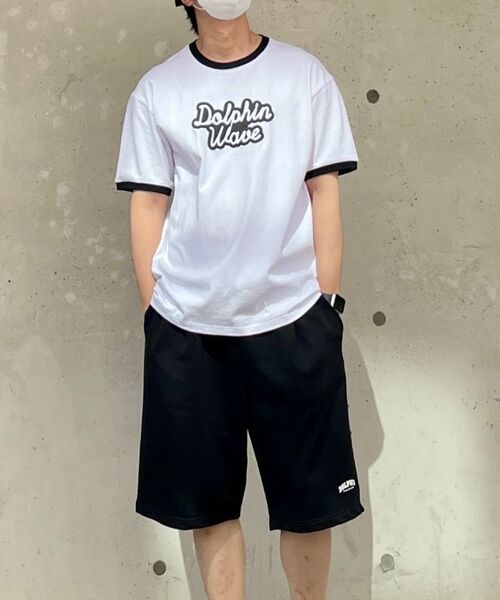 DOLPHIN WAVE APPAREL（ドルフィンウェーブアパレル）の「[2パック]ドルフィン発泡プリントビッグロゴリンガー半袖Tシャツ ブラック+ホワイト（Tシャツ/カットソー・メンズ・その他・MEDIUM/LARGE/X-LARGE）」の14枚目の写真