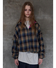 Check Hoodie Zip up Blueberry