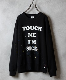 HAND PAINTED TOUCH ME I'M SICK PRINTED CLASSIC CREWNECK SWEATSHIRT / ハンドペイント タッチ ミー アイム シック ロゴプリント クラシック クルーネック スウェットシャツ