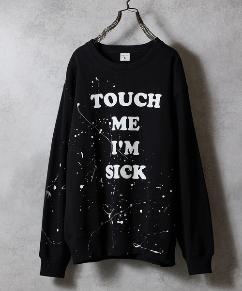 NUMBER (N)INE（ナンバーナイン）の「HAND PAINTED TOUCH ME I'M SICK PRINTED CLASSIC CREWNECK SWEATSHIRT / ハンドペイント タッチ ミー アイム シック ロゴプリント クラシック クルーネック スウェットシャツ（スウェット・メンズ・グレー/ブラック系その他2/グレー系その他2・L/M/XL）」の9枚目の写真