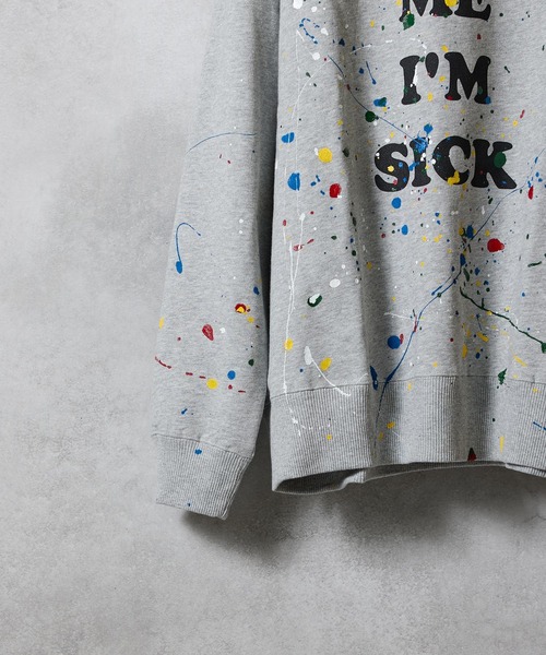 NUMBER (N)INE（ナンバーナイン）の「HAND PAINTED TOUCH ME I'M SICK PRINTED CLASSIC CREWNECK SWEATSHIRT / ハンドペイント タッチ ミー アイム シック ロゴプリント クラシック クルーネック スウェットシャツ（スウェット・メンズ・グレー/ブラック系その他2/グレー系その他2・L/M/XL）」の6枚目の写真