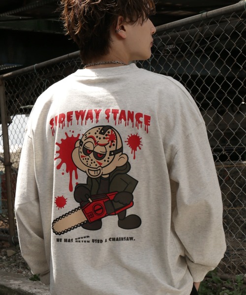En serio TOKYO(エンソリオトーキョー)の「【SIDEWAYSTANCE】チェーンソーボーイ長袖Tシャツ(Tシャツ/カットソー・メンズ・ホワイト系2/グレー系2/カーキ系2・SMALL/X-LARGE/MEDIUM/LARGE)」の2枚目の写真