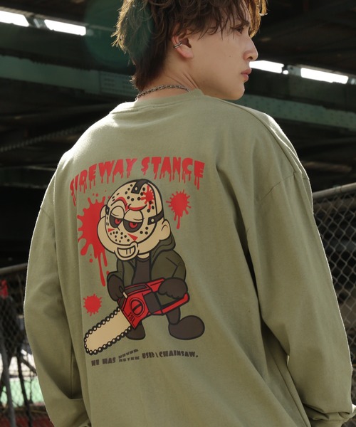 En serio TOKYO(エンソリオトーキョー)の「【SIDEWAYSTANCE】チェーンソーボーイ長袖Tシャツ(Tシャツ/カットソー・メンズ・ホワイト系2/グレー系2/カーキ系2・SMALL/X-LARGE/MEDIUM/LARGE)」の3枚目の写真