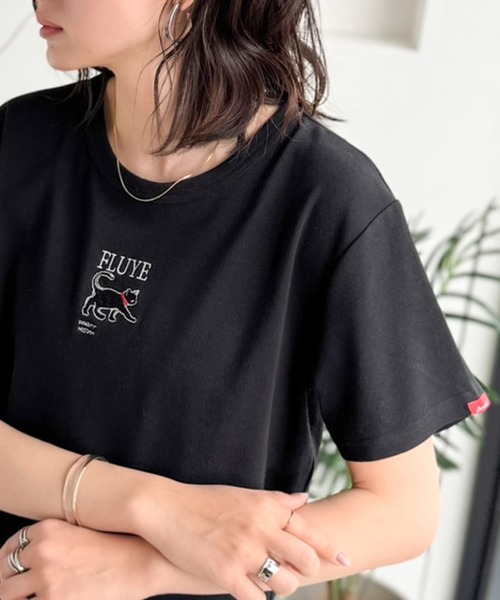 classicalelf(クラシカルエルフ)の「【アニマルシリーズ】猫・ウサギ・くまの刺繍がキュート♪デイリーに着やすい コンパクトフライスTシャツ(半袖)(Tシャツ/カットソー・レディース・その他3/その他2/その他1/ブラック系1/ブラック系3/ホワイト系1/ホワイト系2/ブラック系2/ホワイト系3・MEDIUM/LARGE/X-LARGE/SMALL)」の11枚目の写真