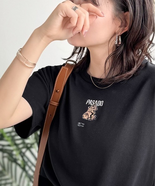 classicalelf(クラシカルエルフ)の「【アニマルシリーズ】猫・ウサギ・くまの刺繍がキュート♪デイリーに着やすい コンパクトフライスTシャツ(半袖)(Tシャツ/カットソー・レディース・その他3/その他2/その他1/ブラック系1/ブラック系3/ホワイト系1/ホワイト系2/ブラック系2/ホワイト系3・MEDIUM/LARGE/X-LARGE/SMALL)」の13枚目の写真