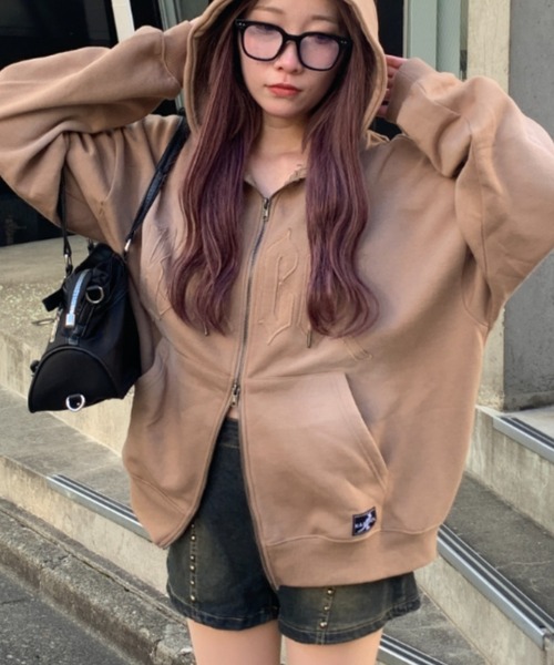 45R ベージュ裏起毛ビッグパーカー link lot（リンクロット）の「【KANGOL】【裏起毛】別注スプレー加工