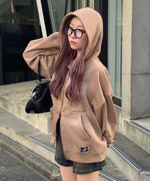 KANGOL】【裏起毛】別注スプレー加工ロゴワッペンダブルジップビッグ