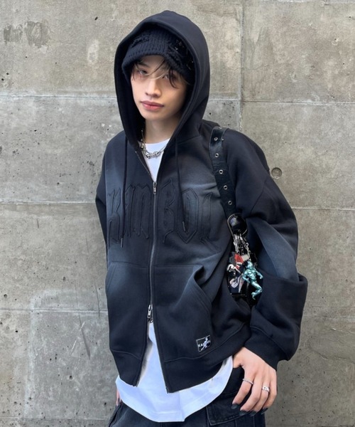 【超レア】ダブルタップス☆バックビッグロゴ　パーカー　オーバーサイズ　L相当 セール】【KANGOL】【裏起毛】別注スプレー加工ロゴワッペンダブル