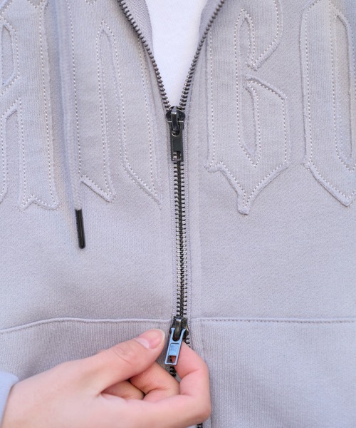 lilful（リルフル）の「【KANGOL】【裏起毛】別注スプレー加工ロゴワッペンダブルジップビッグパーカー（パーカー・レディース・ピンク/ブラック/ベージュ/グレー・M/XL/L）」の10枚目の写真