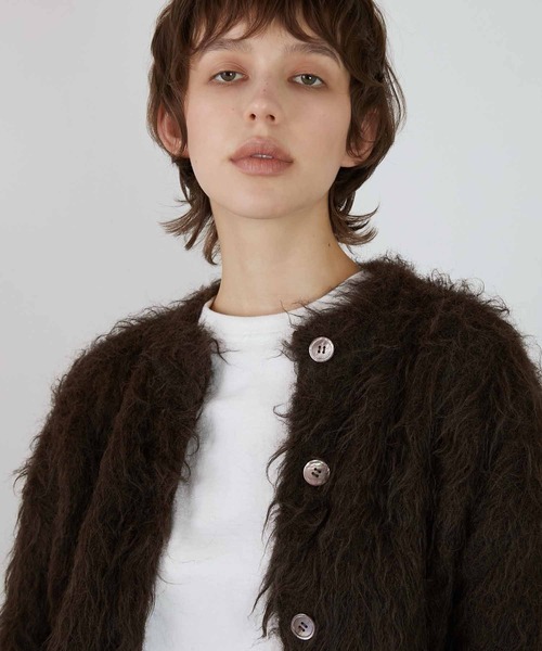 LA PEAU DE GEM（ラポドゥジェム）の「【LA PEAU DE GEM】luxe shaggy c/n cardigan/リュクスシャギーカーディガン（カーディガン/ボレロ・レディース・グレー/ブラウン・FREE）」の13枚目の写真