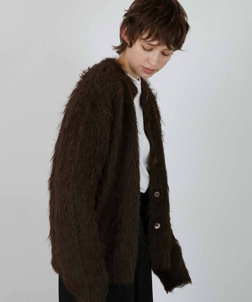 LA PEAU DE GEM（ラポドゥジェム）の「【LA PEAU DE GEM】luxe shaggy c/n cardigan/リュクスシャギーカーディガン（カーディガン/ボレロ・レディース・グレー/ブラウン・FREE）」の12枚目の写真