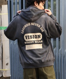 【VISION STREET WEAR/ヴィジョンストリートウェア】Bleach College ZIP PK/カレッジロゴ ブリーチ ジップパーカー フーディー