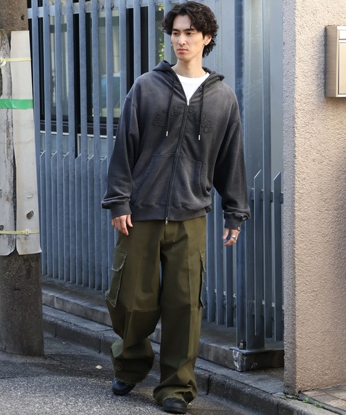 VISION STREET WEAR(ヴィジョンストリートウェア)の「【VISION STREET WEAR/ヴィジョンストリートウェア】Bleach College ZIP PK/カレッジロゴ ブリーチ ジップパーカー フーディー(パーカー・メンズ・ライトグレー/ブラック/ブルー・LL/M/L)」の9枚目の写真