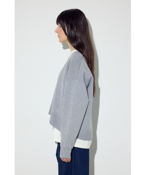 AZUL by moussy（アズールバイマウジー）の「スウェットライクVネックニット（ニット/セーター・レディース・ライトピンク/杢グレー/ネイビー・SMALL/MEDIUM）」の9枚目の写真