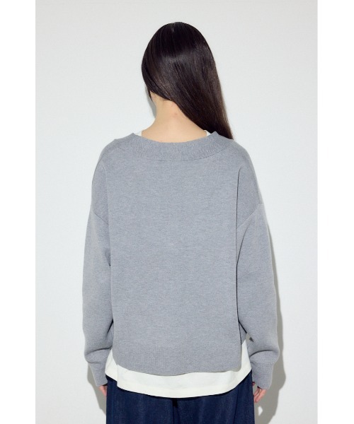 AZUL by moussy（アズールバイマウジー）の「スウェットライクVネックニット（ニット/セーター・レディース・ライトピンク/杢グレー/ネイビー・SMALL/MEDIUM）」の10枚目の写真