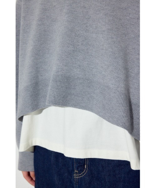 AZUL by moussy（アズールバイマウジー）の「スウェットライクVネックニット（ニット/セーター・レディース・ライトピンク/杢グレー/ネイビー・SMALL/MEDIUM）」の13枚目の写真
