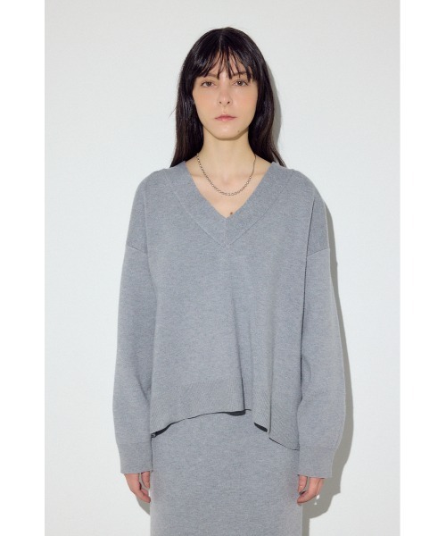 AZUL by moussy（アズールバイマウジー）の「スウェットライクVネックニット（ニット/セーター・レディース・ライトピンク/杢グレー/ネイビー・SMALL/MEDIUM）」の15枚目の写真