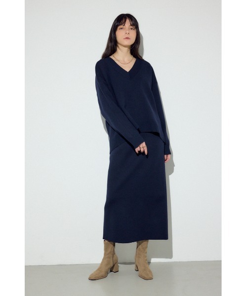 AZUL by moussy（アズールバイマウジー）の「スウェットライクVネックニット（ニット/セーター・レディース・ライトピンク/杢グレー/ネイビー・SMALL/MEDIUM）」の21枚目の写真