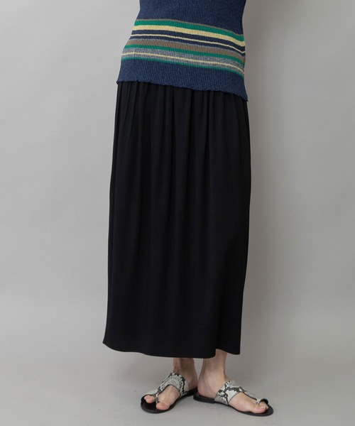 Munich（ミューニック）の「【接触冷感】シルキージャージギャザースカート（スカート・レディース・ブラック/カーキ/ダークグレー・FREE）」の2枚目の写真