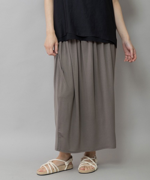 Munich（ミューニック）の「【接触冷感】シルキージャージギャザースカート（スカート・レディース・ブラック/カーキ/ダークグレー・FREE）」の21枚目の写真