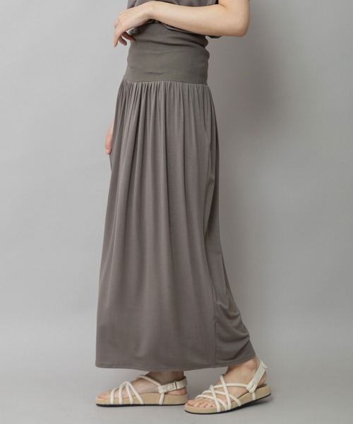 Munich（ミューニック）の「【接触冷感】シルキージャージギャザースカート（スカート・レディース・ブラック/カーキ/ダークグレー・FREE）」の22枚目の写真