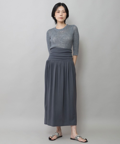 Munich（ミューニック）の「【接触冷感】シルキージャージギャザースカート（スカート・レディース・ブラック/カーキ/ダークグレー・FREE）」の5枚目の写真